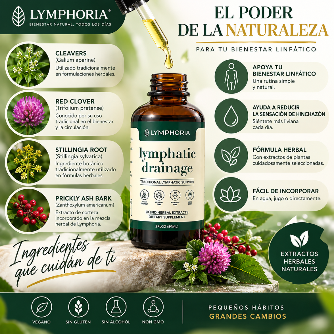 LYMPHORIA™ | Gotas Herbales para el Bienestar Linfático y una Sensación de Ligereza
